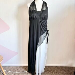 Vintage Y2K Gown Dress, Prom,‎ Assymetrical, Fairy Grunge, Large, Rhinestone